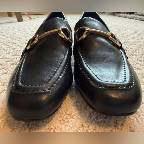 Steve Madden Hartlyn Heel Bit Slip on leather loafers black gold women’s 6.5 - Picture 5 of 9